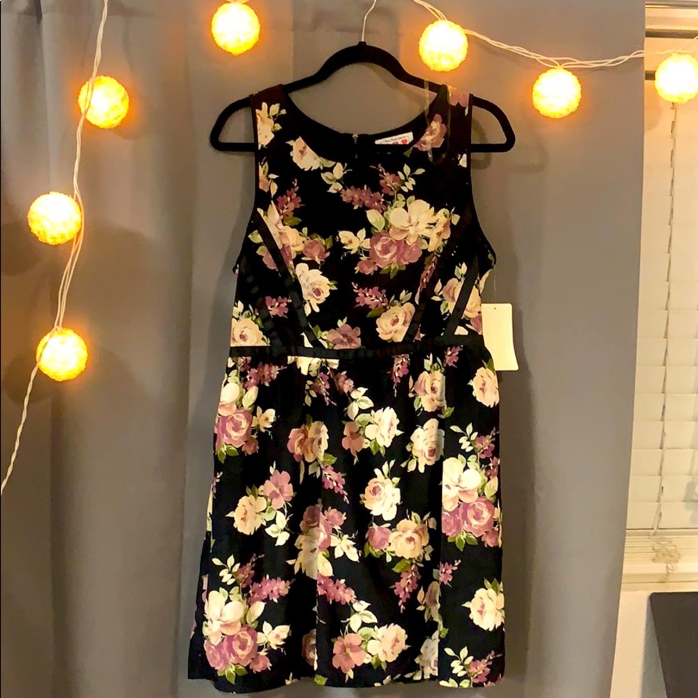 Floral Print Dress- Black